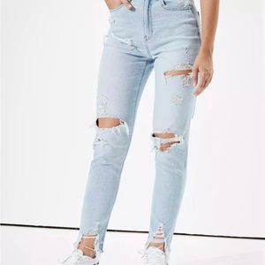 American Eagle High Waisted Distressed Mom Jeans